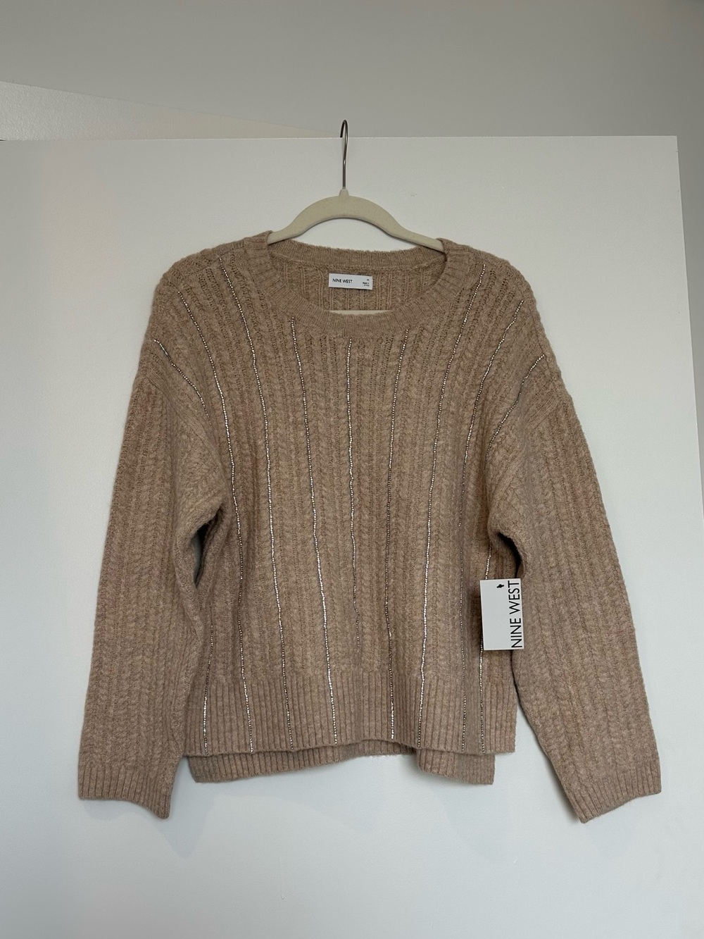 NWT Nine West Chain Shine Ribbed Knit Sweater M